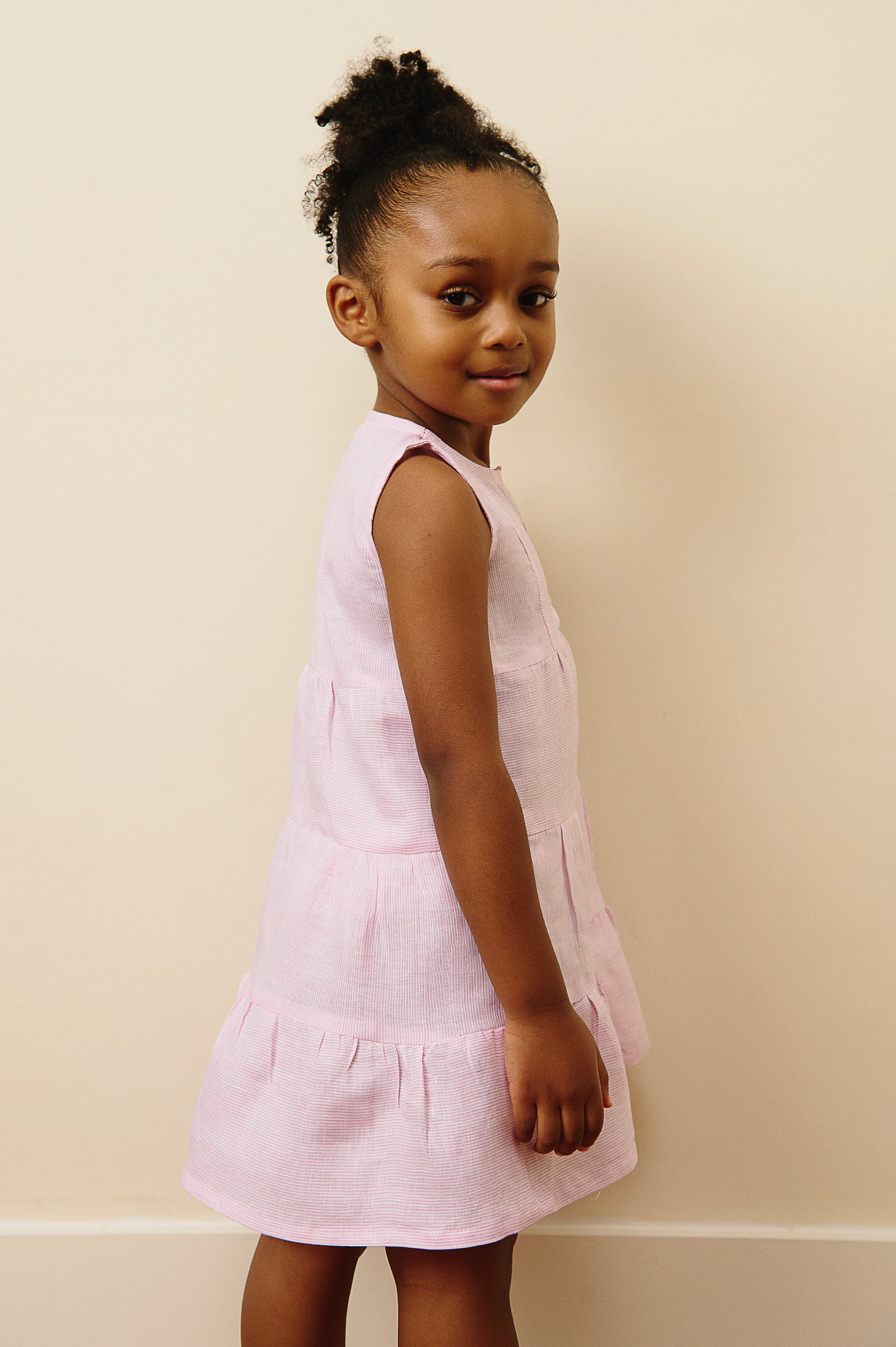 The Amalfi Button Linen Dress in Pink