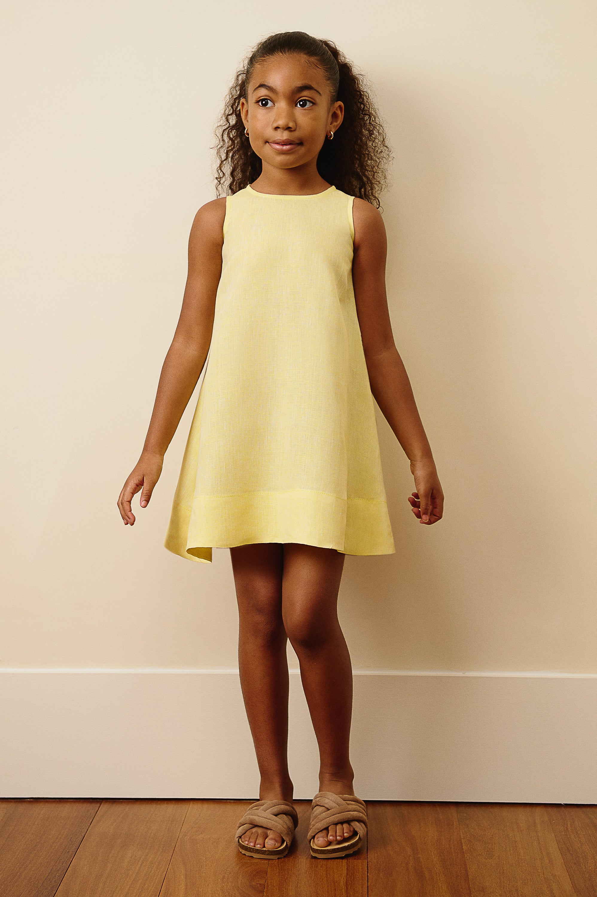 The Positano Sleeveless Linen Dress in Sunlit Yellow