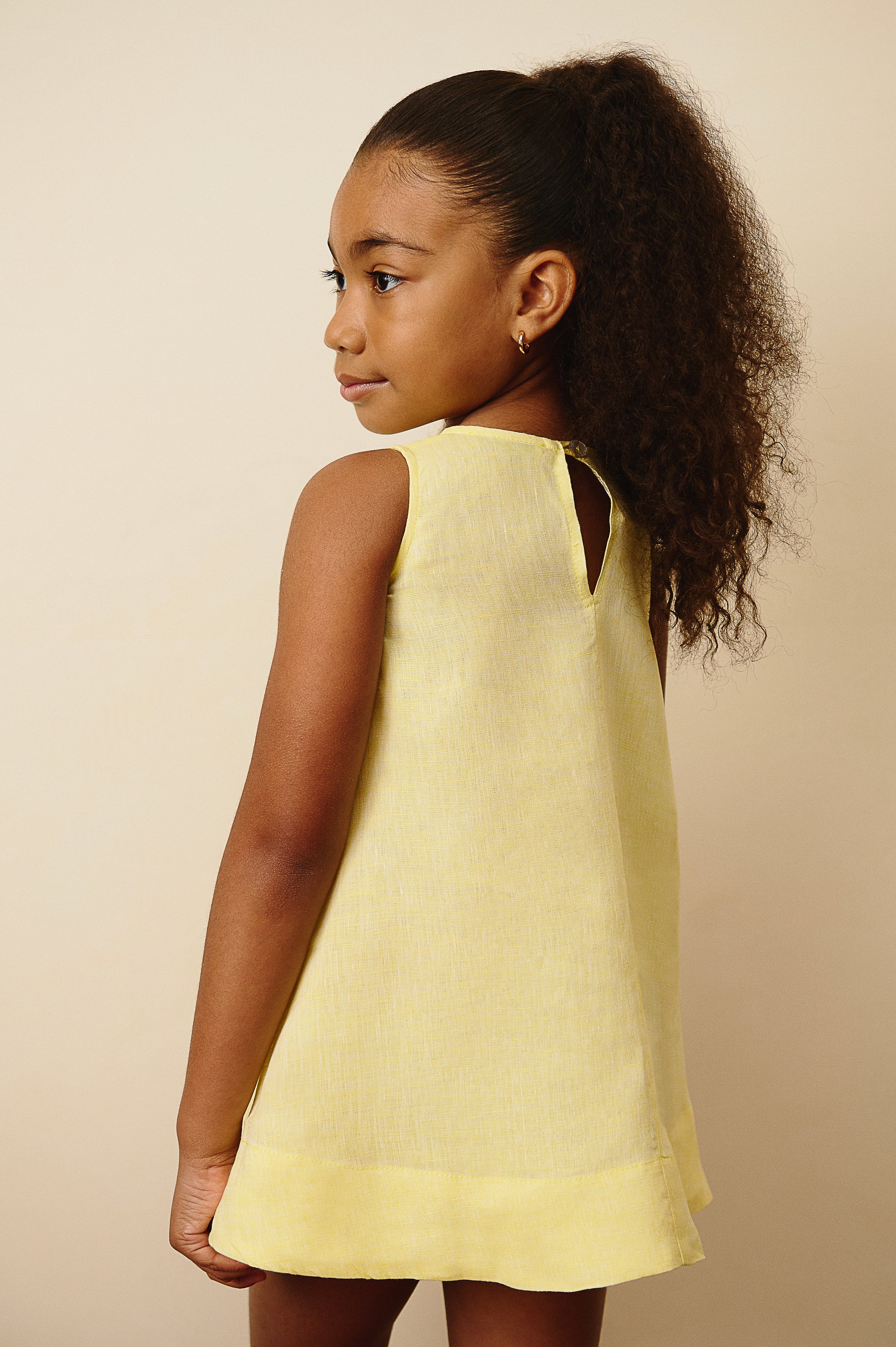 The Positano Sleeveless Linen Dress in Sunlit Yellow